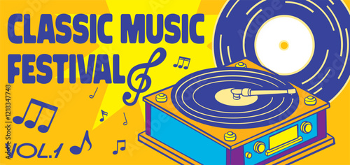 Music festival banner template. Event poster for social media, advertisement, billboard, ads. Music fest flyer promotion design. Rock, jazz, pop, dj. Event banner for digital and print