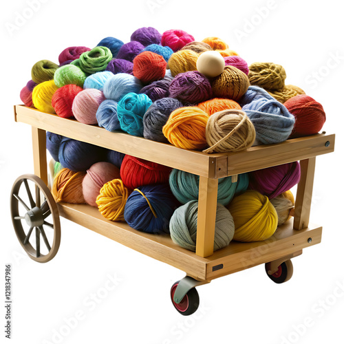 Colorful yarn balls in wicker basket photo