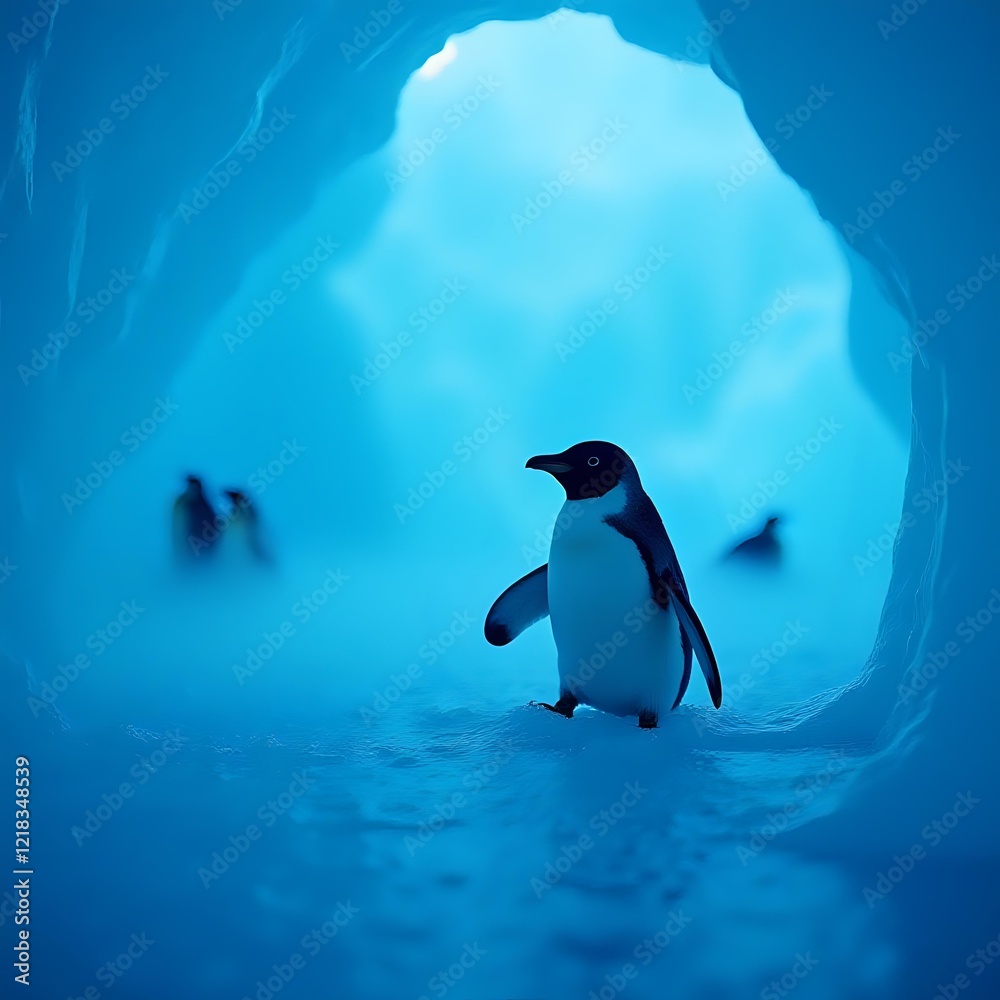 Naklejka premium penguin on iceberg