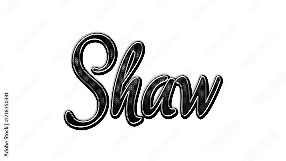 black metal 3d design of name Shaw on white background. black metal 3d design of name Shaw on white background.