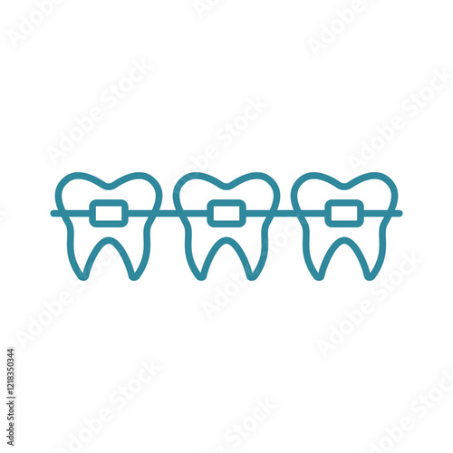 Braces tooth medical icon, designed with clean lines and modern simplicity