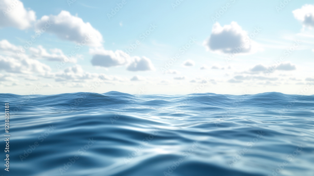tranquil ocean scene with gentle waves lapping against shore, under bright sky filled with fluffy clouds. serene atmosphere evokes sense of peace and calm tranquil ocean scene with gentle waves lapping against shore, under bright sky filled with fluffy clouds. serene atmosphere evokes sense of peace and calm