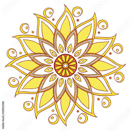 Indian flower mandala art with luxury golden circle frame transparent vintage gold circular patten