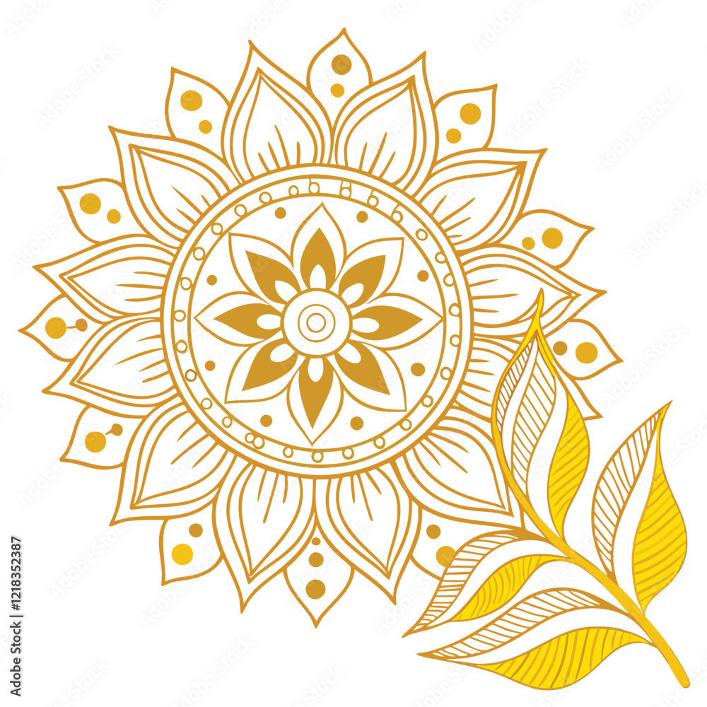 Indian flower mandala art with luxury golden circle frame transparent vintage gold circular patten Indian flower mandala art with luxury golden circle frame transparent vintage gold circular patten