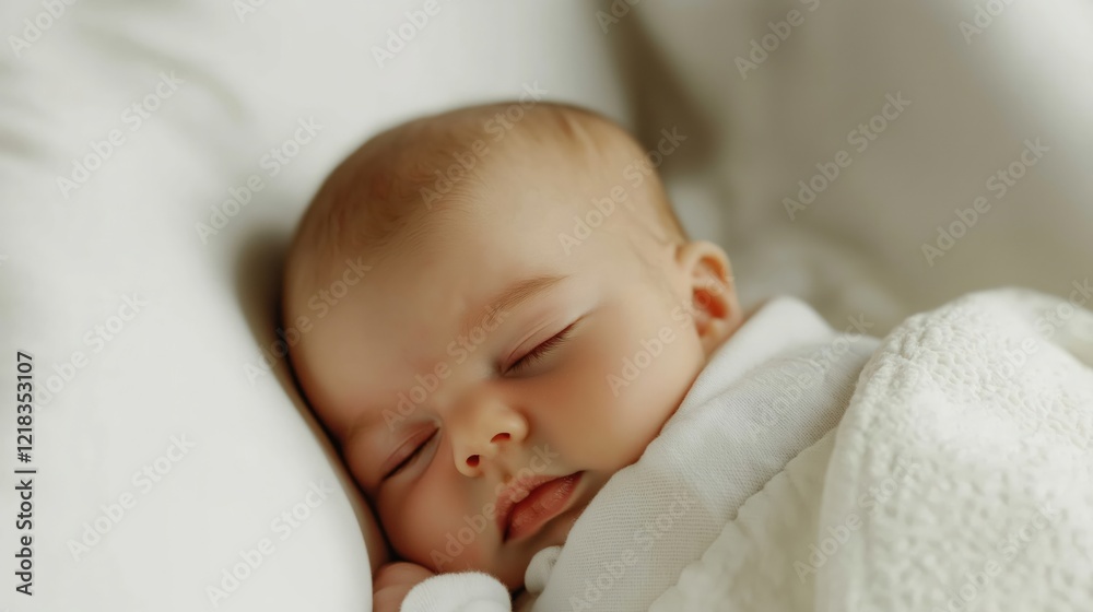 Newborn baby sleeping on a white fur blanket Newborn baby sleeping on a white fur blanket