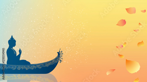 Cheti Chand banner gradient copy space, light blue to golden yellow gradient background, Ai generated images photo