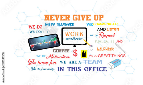 Never give up In this Office BG Design 735.eps