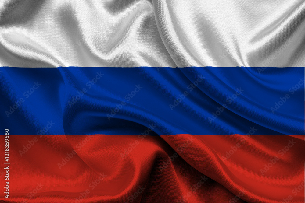 Fototapeta premium High detailed flag of Russia. National Russia flag. Asia. Europe. 3D illustration.
