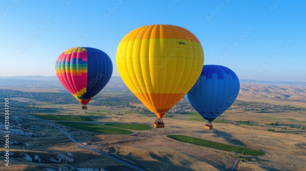 Obraz premium a dazzling array of multicolored hot air balloons floating against a clear blue sky