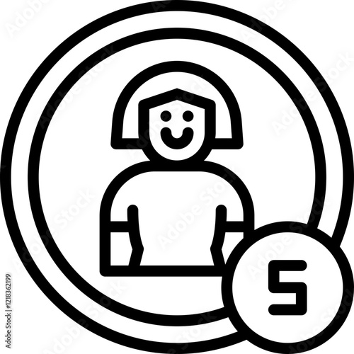 women counting line icon