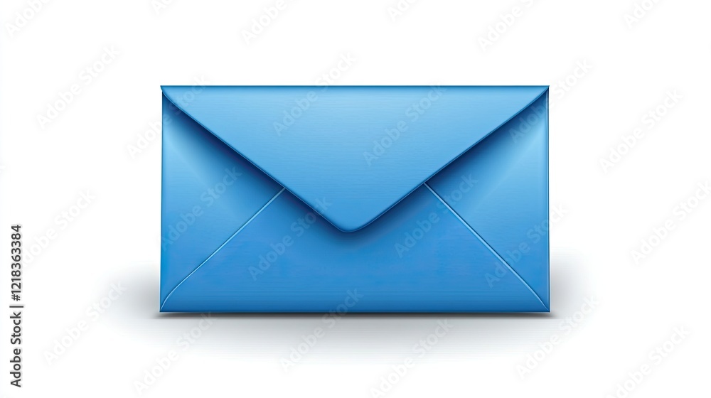 A sleek blue envelope, minimalistic design, isolated on a clean white background, vibrant colors, and detailed texture A sleek blue envelope, minimalistic design, isolated on a clean white background, vibrant colors, and detailed texture