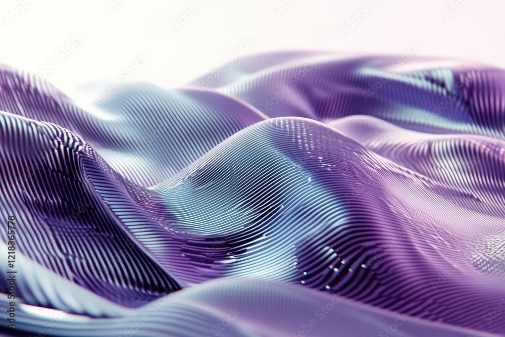 Naklejka premium Abstract wavy surface with purple and blue tones creating a dynamic visual effect.