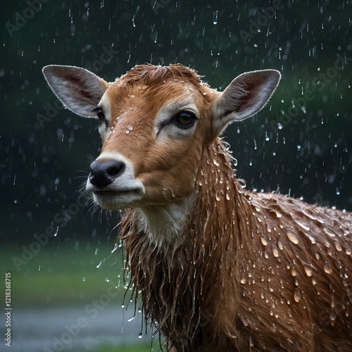 Grace in the Rain: Hirola’s Contemplative Scene photo