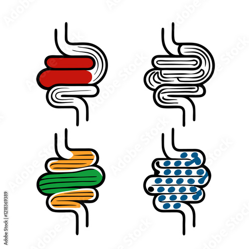 Abdominal bloating pain set vector illustration (1)