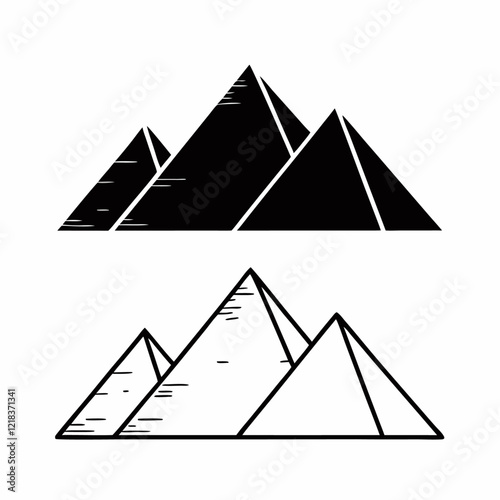 Giza pyramids outline silhouettes set vector illustration (1)