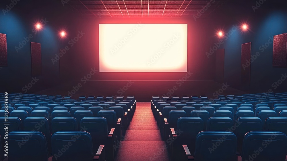 Fototapeta premium Empty Cinema Theater: Awaiting the Show