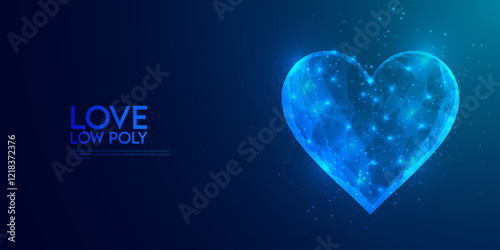 low poly love blue background