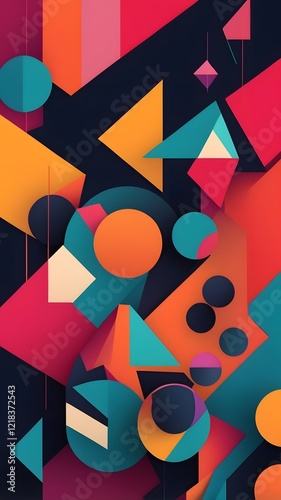 Dynamic abstract illustration with strong color contrast