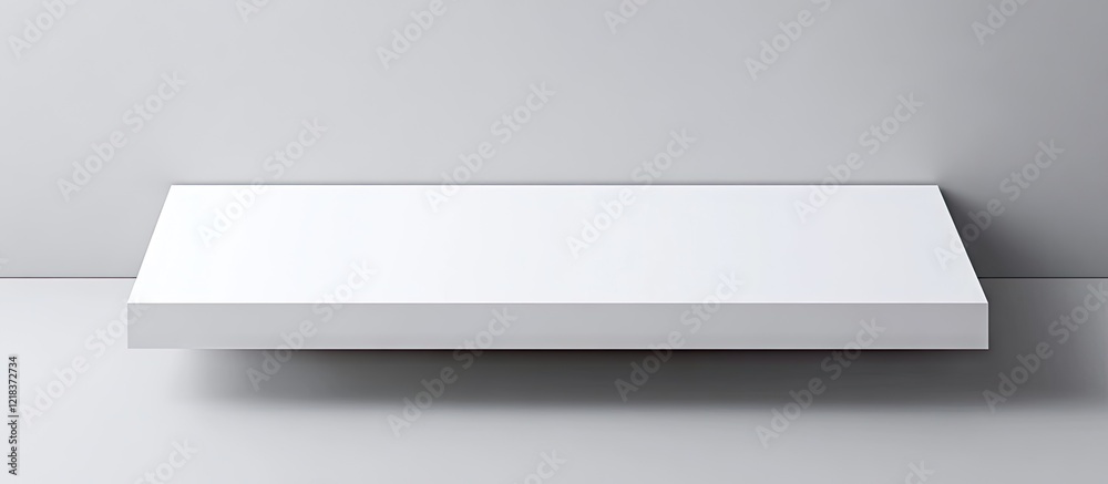 Minimalistic white rectangular display shelf on a light gray wall for showcasing designs, featuring a clean professional aesthetic ideal for presentations. Minimalistic white rectangular display shelf on a light gray wall for showcasing designs, featuring a clean professional aesthetic ideal for presentations.