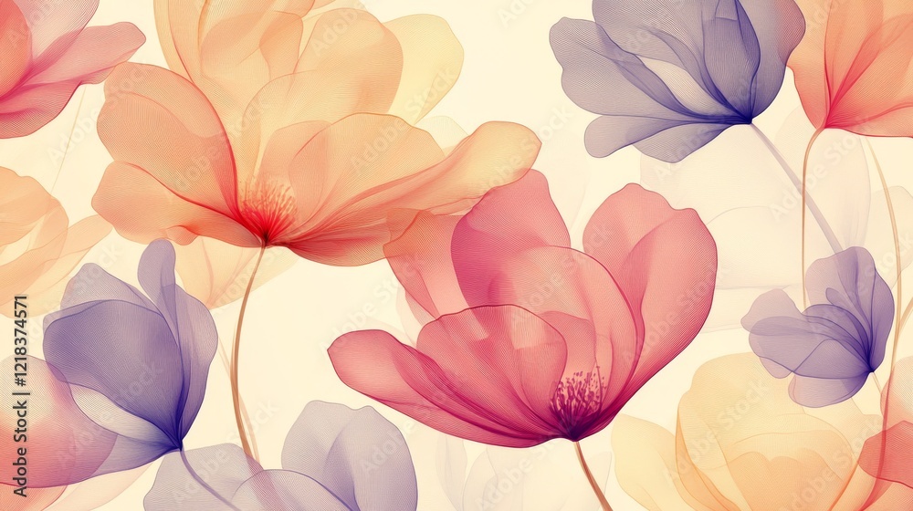 custom made wallpaper toronto digitalTranslucent Floral Design in Warm Hues