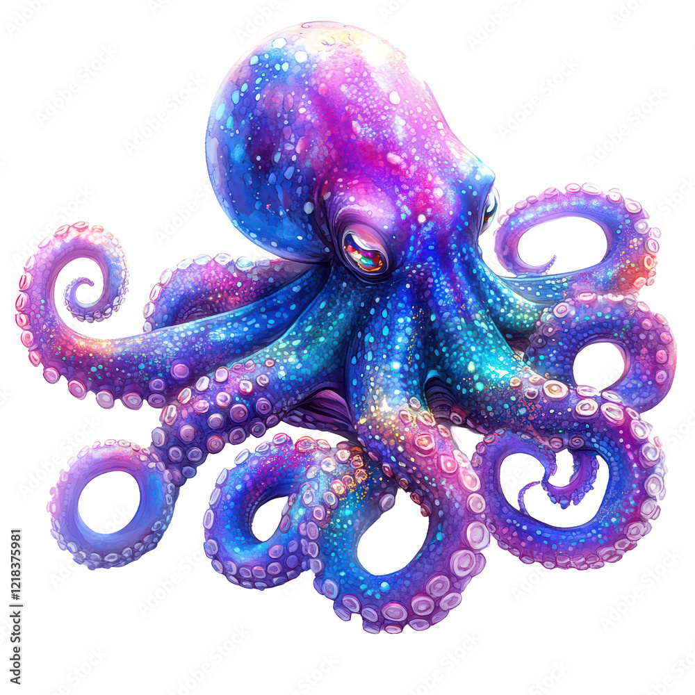 Fototapeta premium Galaxy Octopus Colorful Ocean Creature Art,