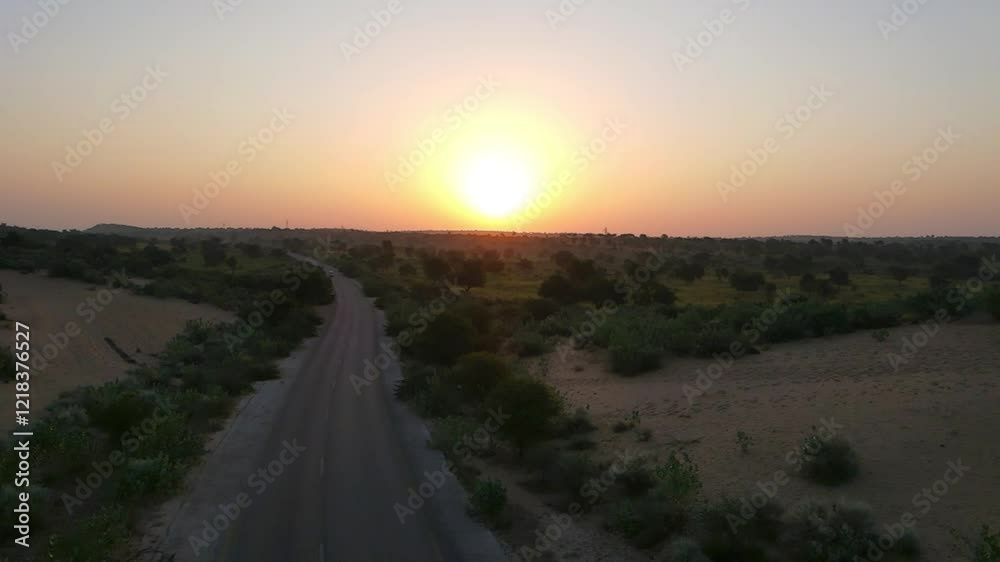 Aerial view of beautiful sunrise over the thar desert, Pakistan. Aerial view of beautiful sunrise over the thar desert, Pakistan.