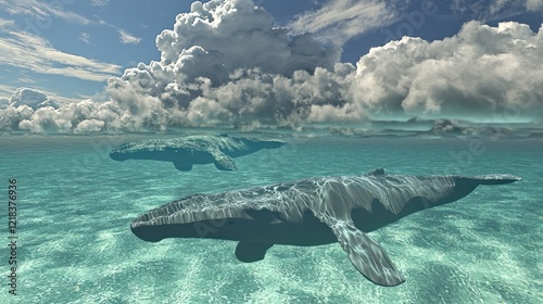 Majestic Whales Under a Dramatic Sky photo