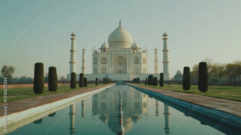 Fototapeta premium Taj Mahal: A Majestic Reflection of Indian Architectural Grandeur