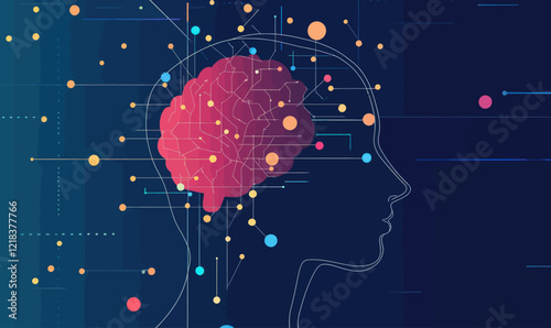 Innovative LLM and Generative AI Concept with Neural Network Silhouette