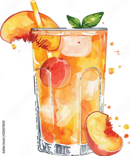 cocktail with ice and lemon white background,generative ai