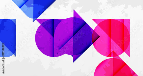 Squares, circles and triangles and grainy noisy texture. Vector Illustration For Wallpaper, Banner, Background, Card, Book Illustration, landing page