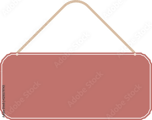 Illustration of a hanging sign board with blank copy space. Empty sign board with rope for your design. 