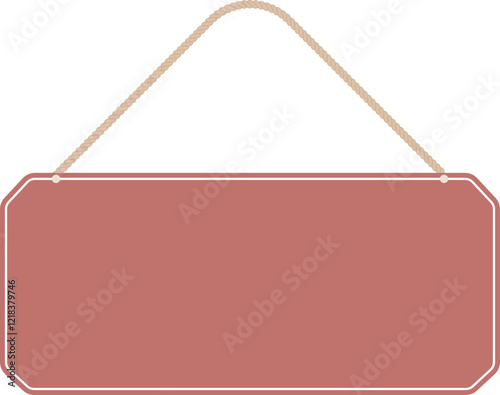 Illustration of a hanging sign board with blank copy space. Empty sign board with rope for your design. 