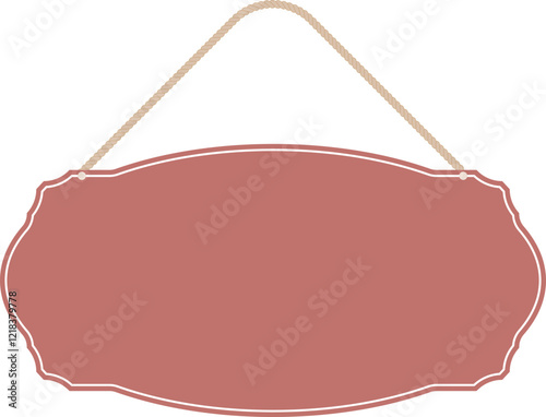 Illustration of a hanging sign board with blank copy space. Empty sign board with rope for your design. 