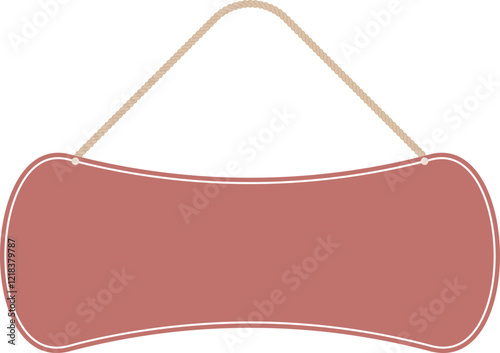 Illustration of a hanging sign board with blank copy space. Empty sign board with rope for your design. 