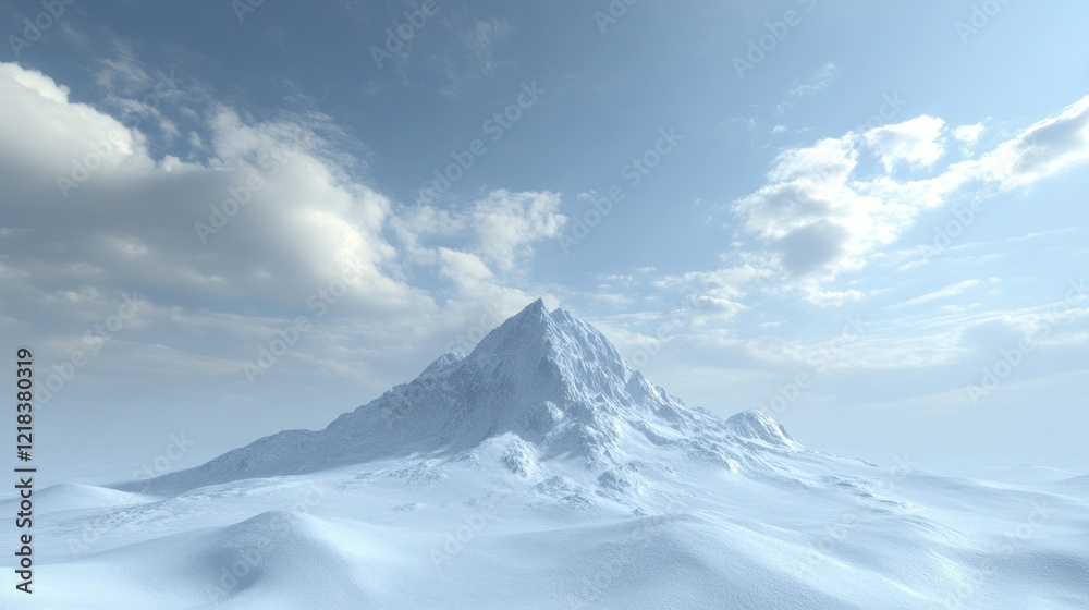 Serene Winter Mountain Landscape: A Breathtaking View of a Snowy Peak Under a Clear Sky Serene Winter Mountain Landscape: A Breathtaking View of a Snowy Peak Under a Clear Sky