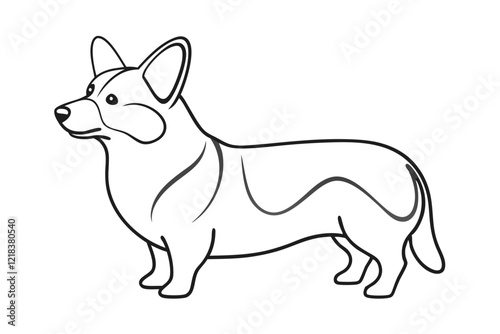 Pembroke Welsh Corgi Dog Line Art Vector