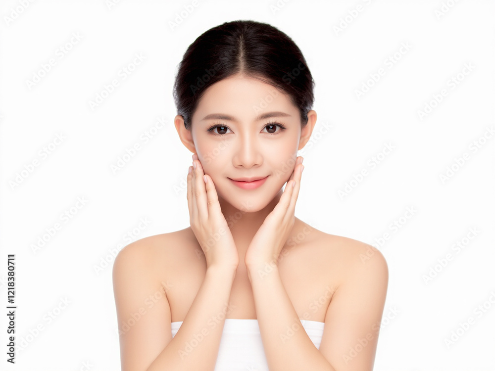 A collection of portraits showcasing models with glowing, youthful skin, highlighting natural beauty and skincare routines in an elegant and minimalist style. A collection of portraits showcasing models with glowing, youthful skin, highlighting natural beauty and skincare routines in an elegant and minimalist style.