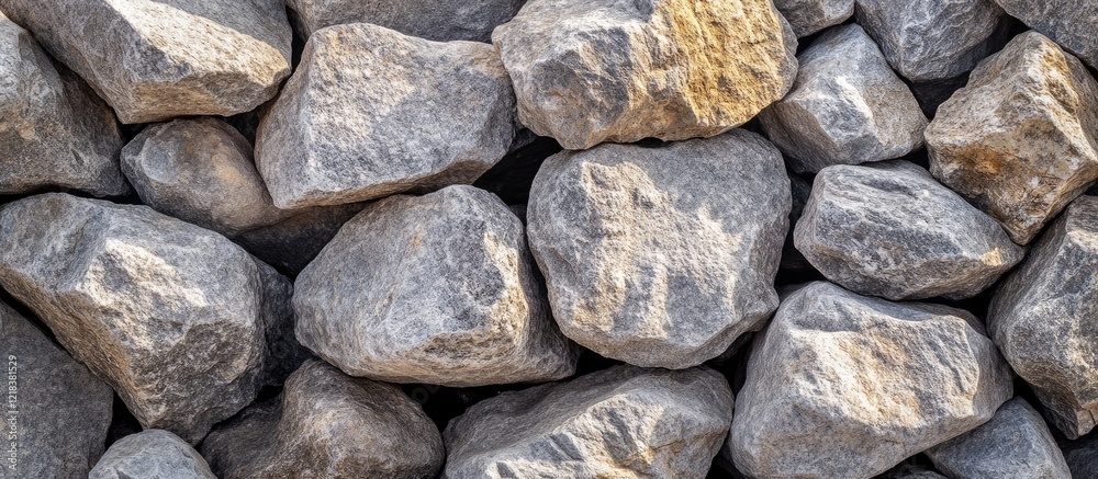 Textured light gray granite rocks arranged in a natural formation showcasing rough surfaces and varied shapes in a close-up view. Textured light gray granite rocks arranged in a natural formation showcasing rough surfaces and varied shapes in a close-up view.