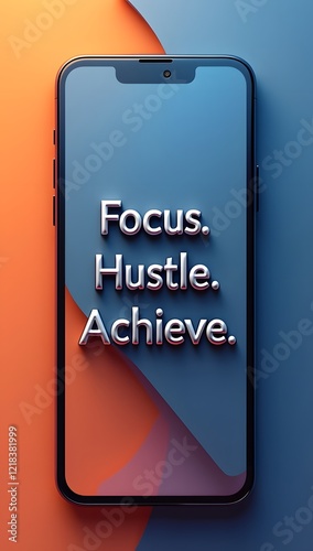 Bright motivational quote poster on glowing phone display