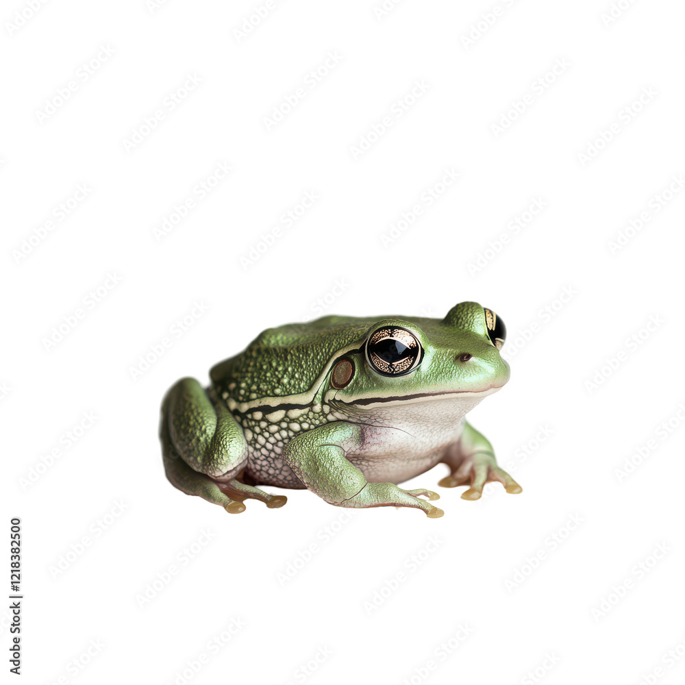 Fototapeta premium Green Tree Frog on Black Background Adorable Amphibian Closeup,