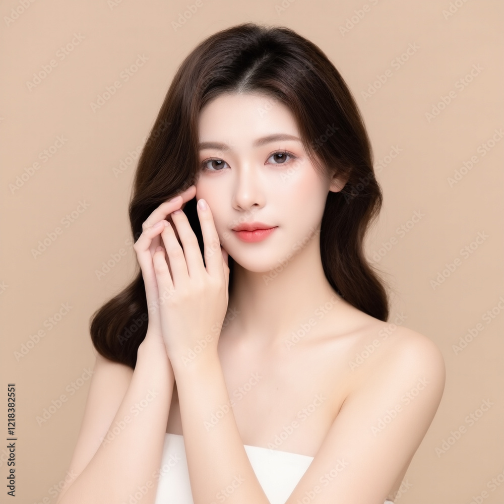 A collection of portraits showcasing models with glowing, youthful skin, highlighting natural beauty and skincare routines in an elegant and minimalist style. A collection of portraits showcasing models with glowing, youthful skin, highlighting natural beauty and skincare routines in an elegant and minimalist style.