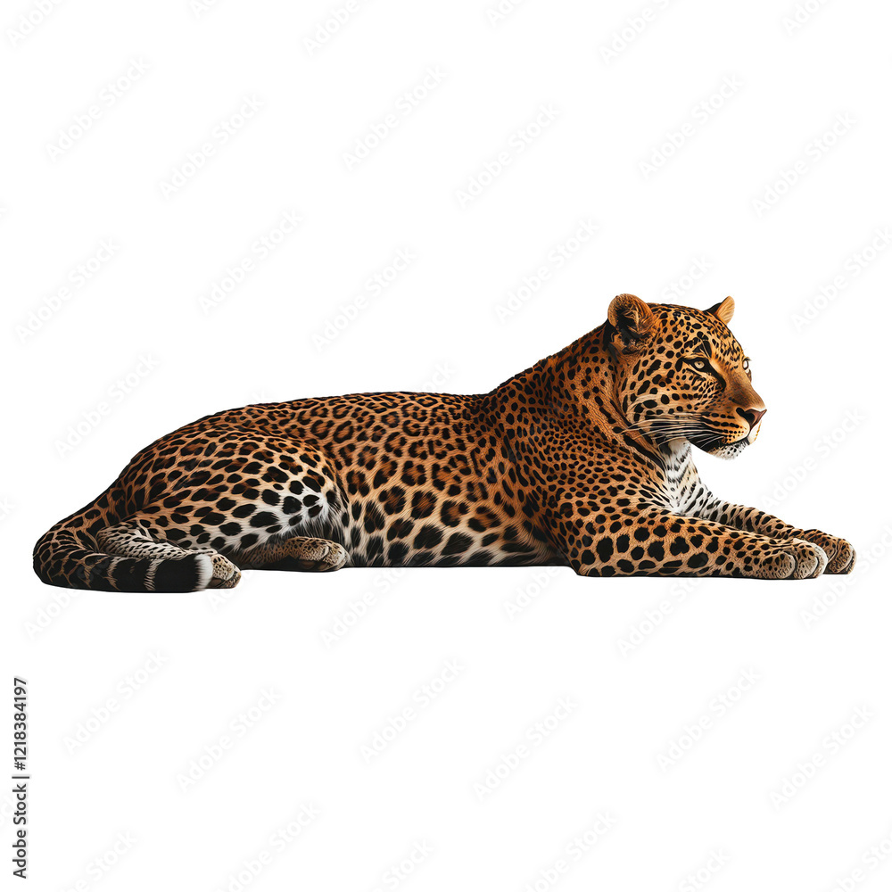 Fototapeta premium Majestic Leopard Resting on Black Background Wild Cat Portrait Wildlife Animal