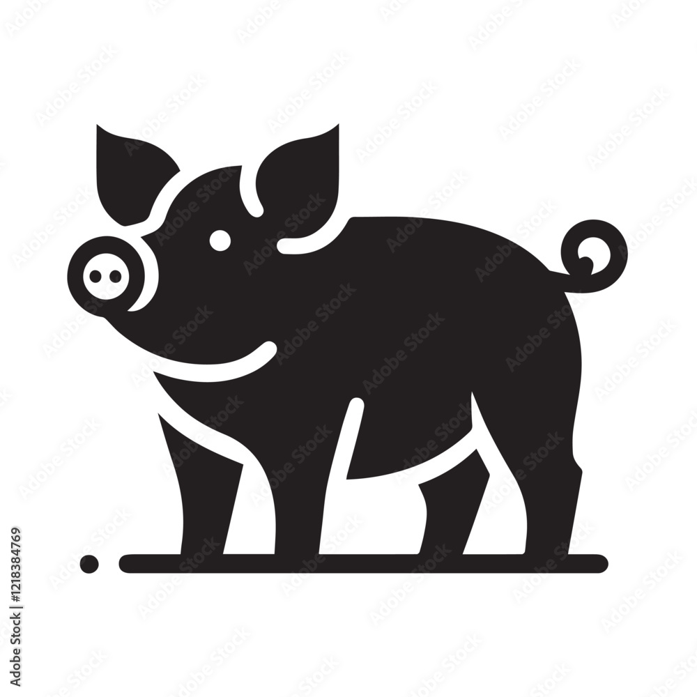 Fototapeta premium Cute cartoon pig illustration, perfect for children's books or farm-themed designs.
