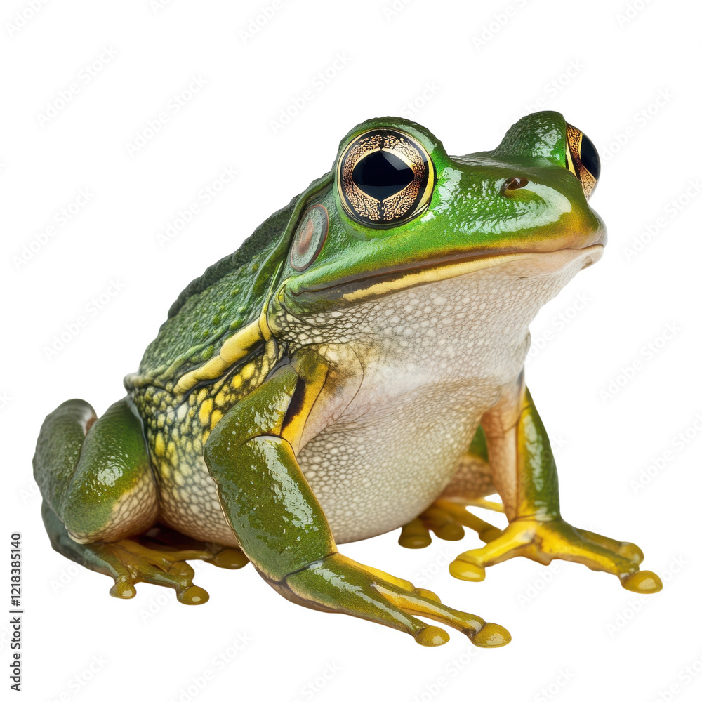 Fototapeta premium American Bullfrog White Background on transparent background.