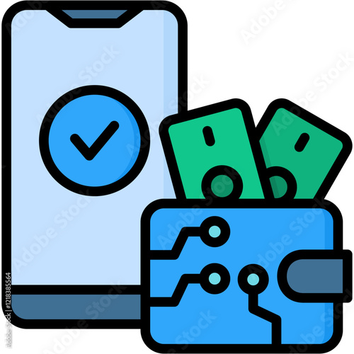 Ewallet lineal color icon