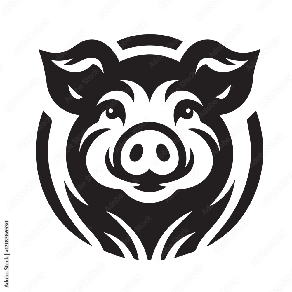 Obraz premium Cute cartoon pig illustration, perfect for children's books or farm-themed designs.