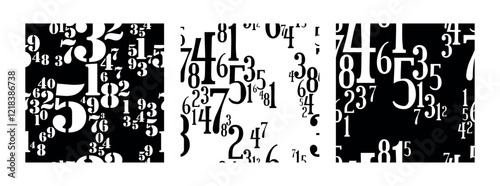 black and white background with numbers	