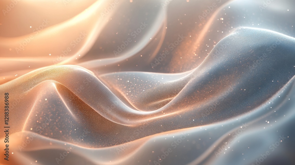 Obraz premium Abstract Glittering Fabric Waves Flowing Softly