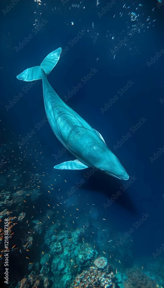 Naklejka premium Whale diving in the water